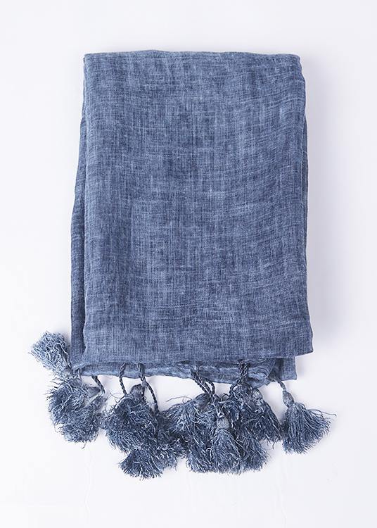 2025 winter blue women vintage scarf tassel cotton linen long scarfes