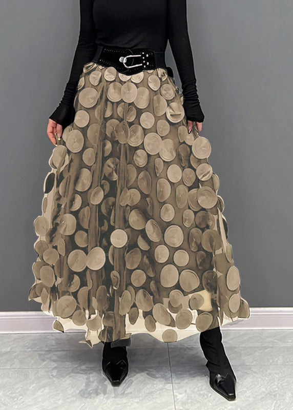 Elegant Purple Dot Patchwork Tulle Skirt - Omychic