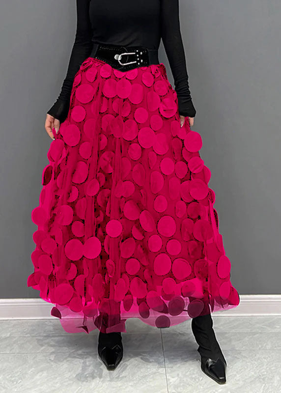 Elegant Purple Dot Patchwork Tulle Skirt - Omychic