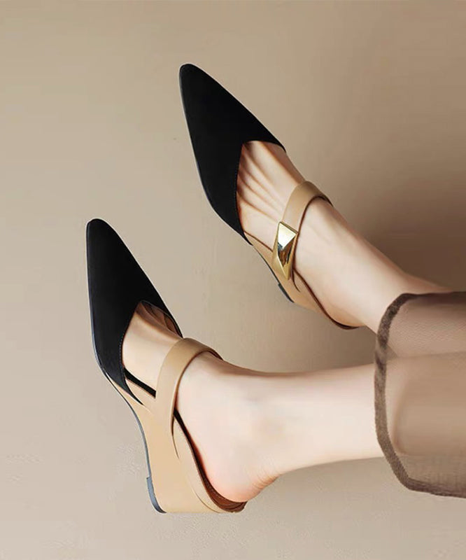2025 New Summer Apricot Pointed Rivet Wedge Heels Slide Sandals - Omychic