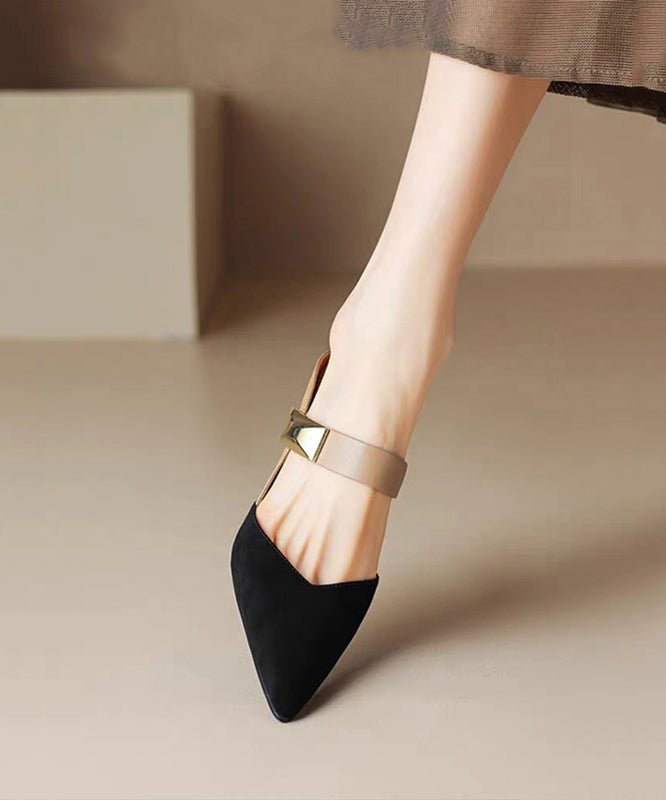 2025 New Summer Apricot Pointed Rivet Wedge Heels Slide Sandals - Omychic