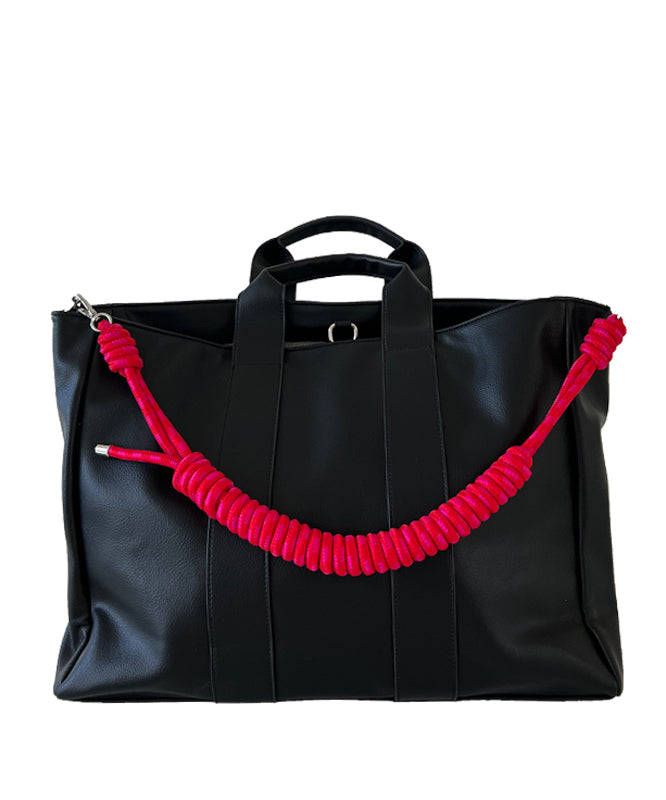 Beautiful Black Large Capacity Faux Leather Satchel Handbag - Omychic