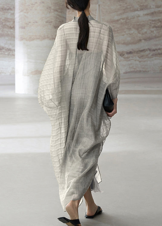 Beautiful Grey V Neck Patchwork Dress Two Piece Set Summer - Omychic