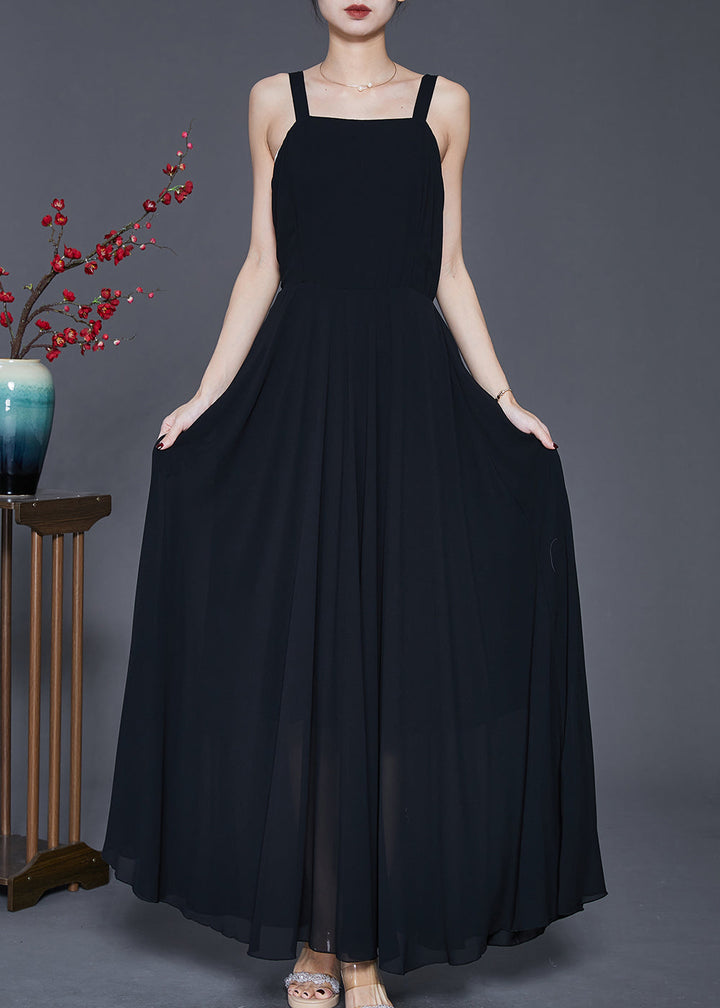 Black Loose Chiffon Two Piece Suit Set Asymmetrical Design Spring - Omychic