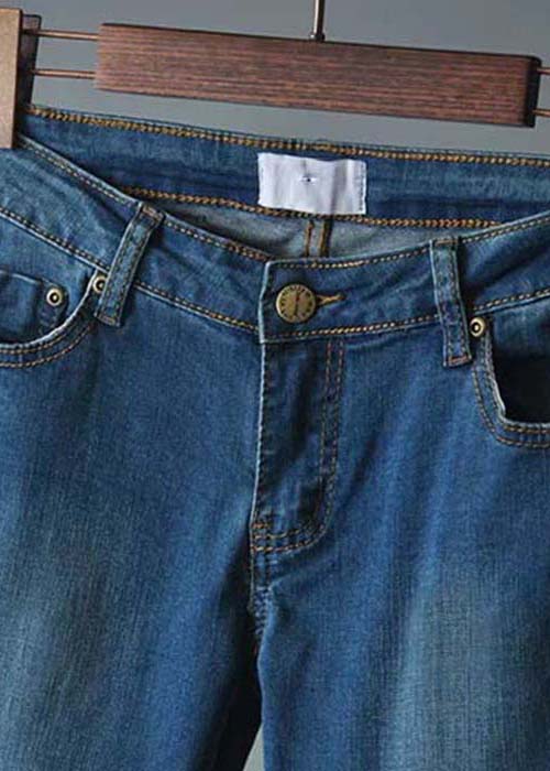 Boho Blue High Waist Slim Fit Denim Flared Trousers Summer - Omychic