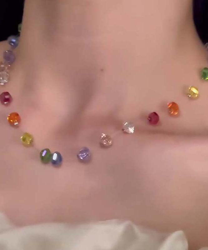 Boho Rainbow Glass Beads Gratuated Bead Necklace - Omychic