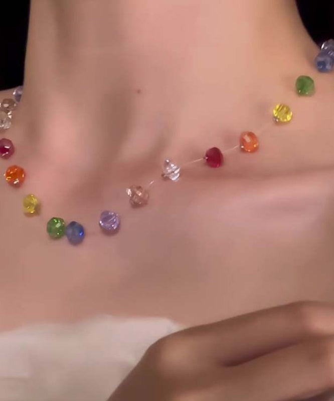 Boho Rainbow Glass Beads Gratuated Bead Necklace - Omychic