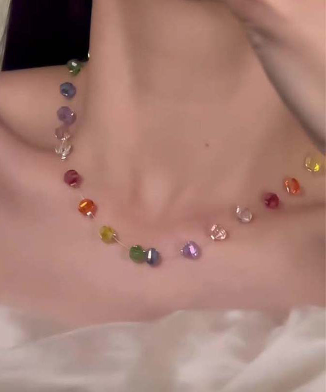 Boho Rainbow Glass Beads Gratuated Bead Necklace - Omychic