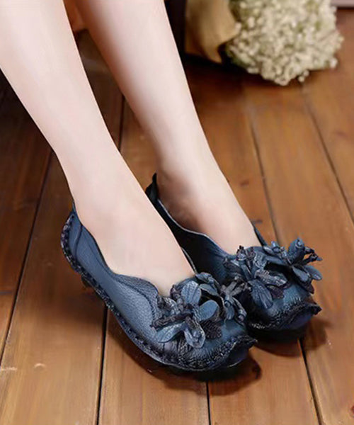 Boho Retro Splicing Flats Yellow Faux Leather Floral soolinen shoes-2026