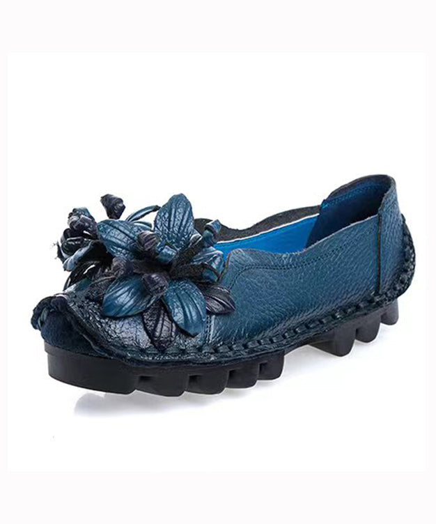 Boho Retro Splicing Flats Yellow Faux Leather Floral soolinen shoes-2026