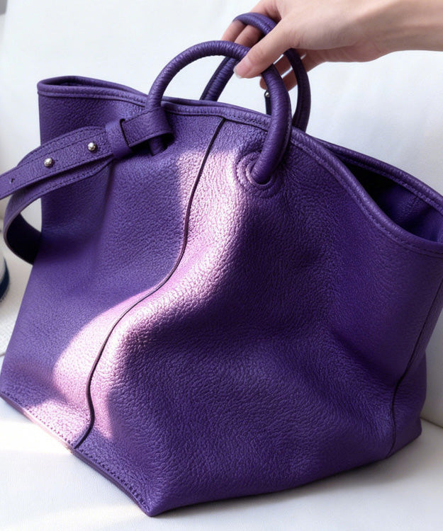 Boutique Purple Large Capacity Calf Leather Tote Bag - Omychic