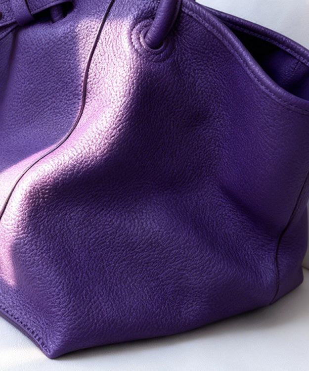 Boutique Purple Large Capacity Calf Leather Tote Bag - Omychic
