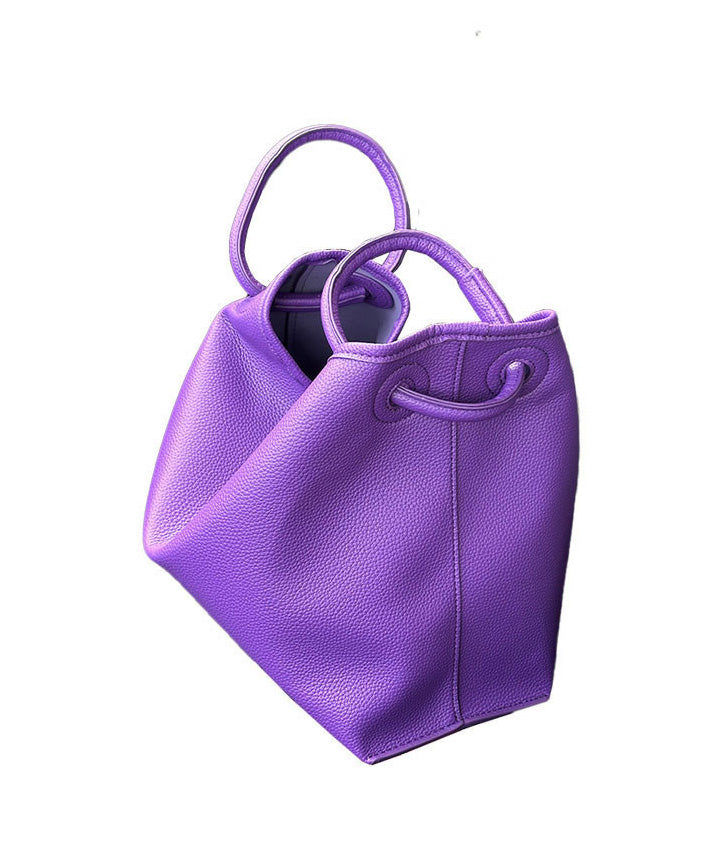 Boutique Purple Large Capacity Calf Leather Tote Bag - Omychic