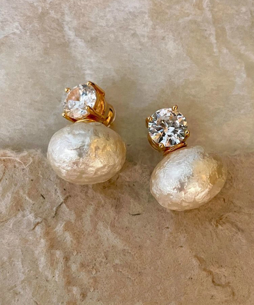 Brief Gold Copper Alloy Zircon Cotton Pearl Stud Earrings - Omychic