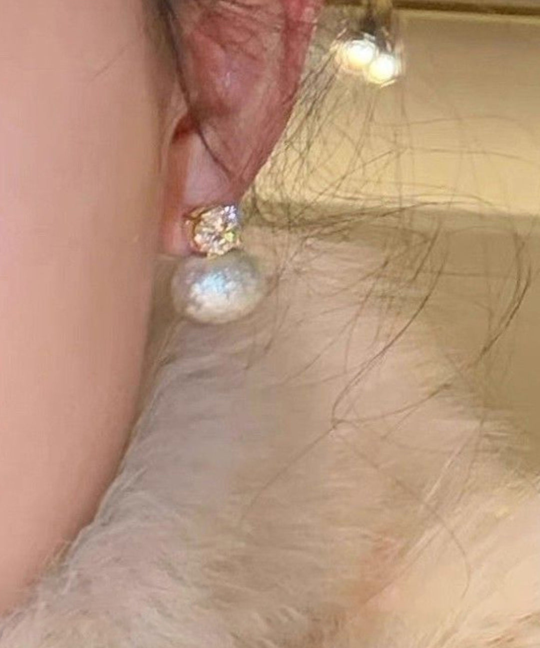 Brief Gold Copper Alloy Zircon Cotton Pearl Stud Earrings - Omychic