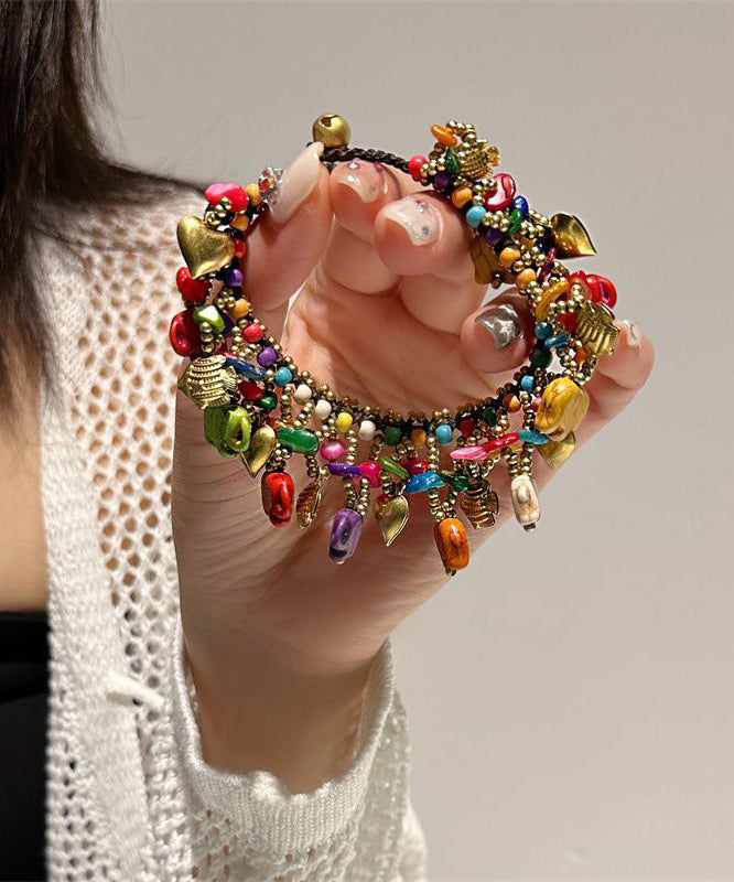 Chic Rainbow Woven Beading Tassel Charm Bracelet - Omychic