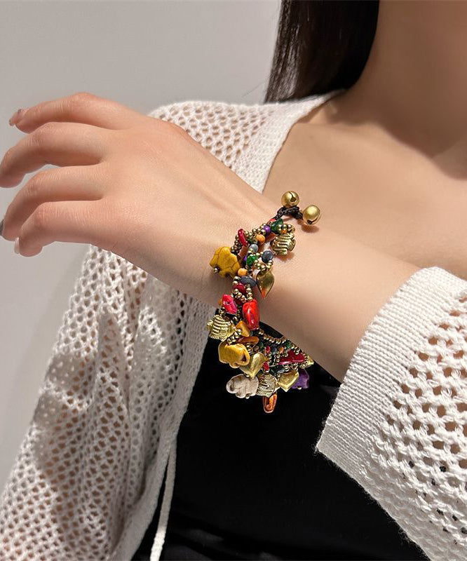 Chic Rainbow Woven Beading Tassel Charm Bracelet - Omychic