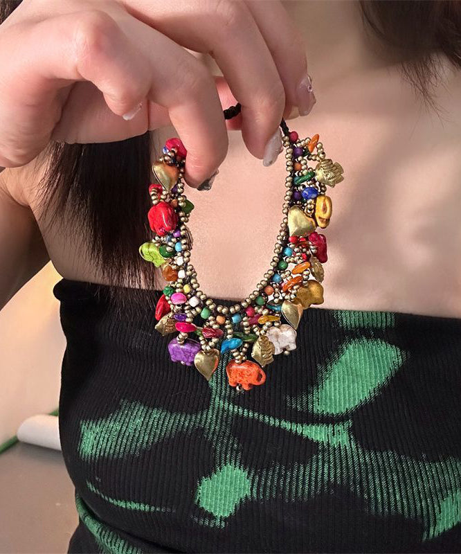 Chic Rainbow Woven Beading Tassel Charm Bracelet - Omychic
