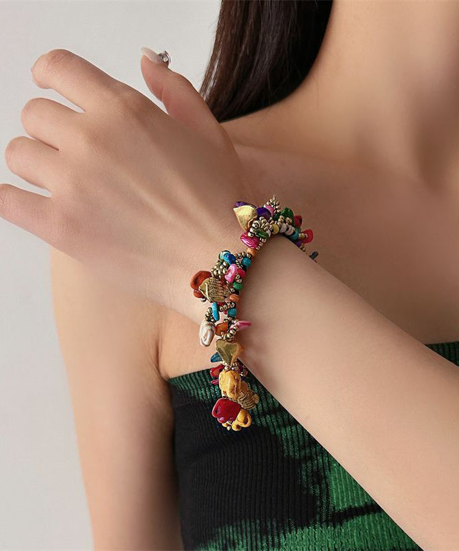 Chic Rainbow Woven Beading Tassel Charm Bracelet - Omychic