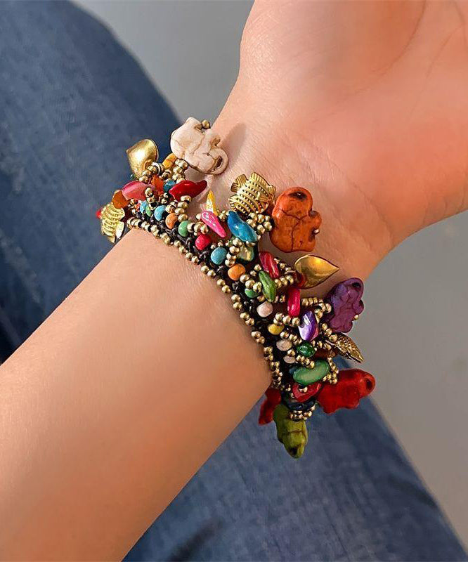 Chic Rainbow Woven Beading Tassel Charm Bracelet - Omychic