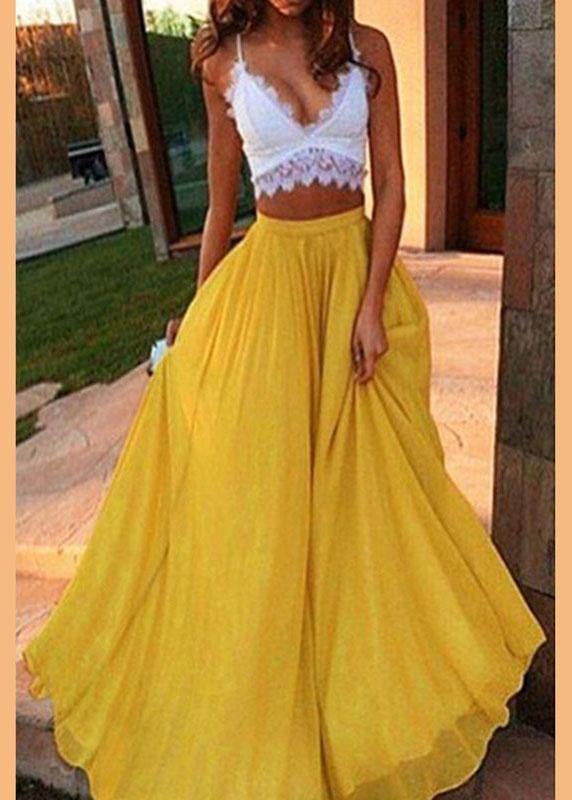Chiffon pure-color full-skirted holiday beach dress fairy skirt - SooLinen