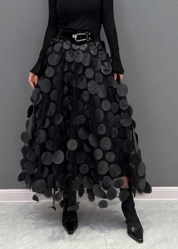 Elegant Purple Dot Patchwork Tulle Skirt - Omychic