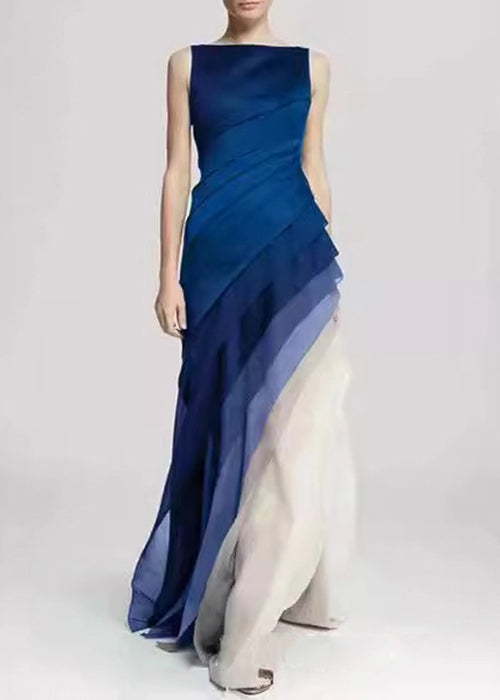 French Black High Waist Patchwork Tulle Maxi Dresses Summer - Omychic
