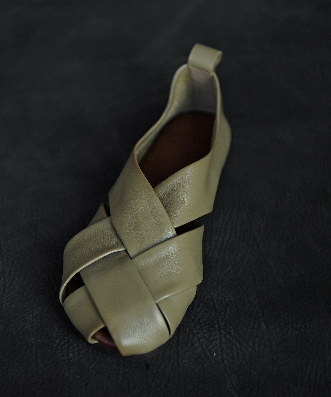 Green Comfy Cowhide Leather Splicing Hiking Sandals - Omychic