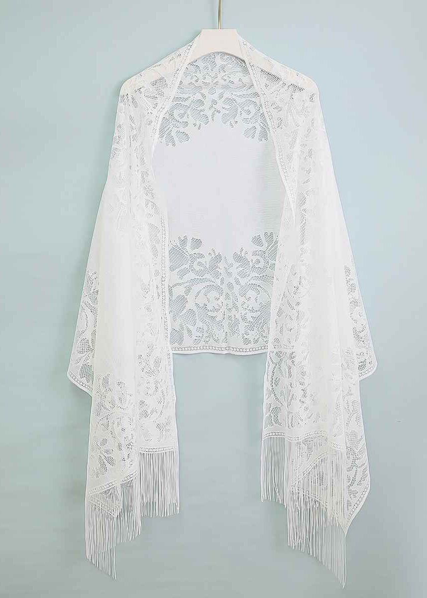 Handmade Chinese Style Black Tasseled Hollow Out Scarf