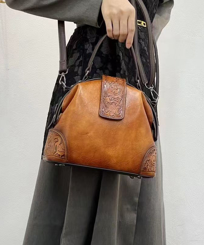 Handmade Purple Calf Leather Embossed Tote Bag - Omychic