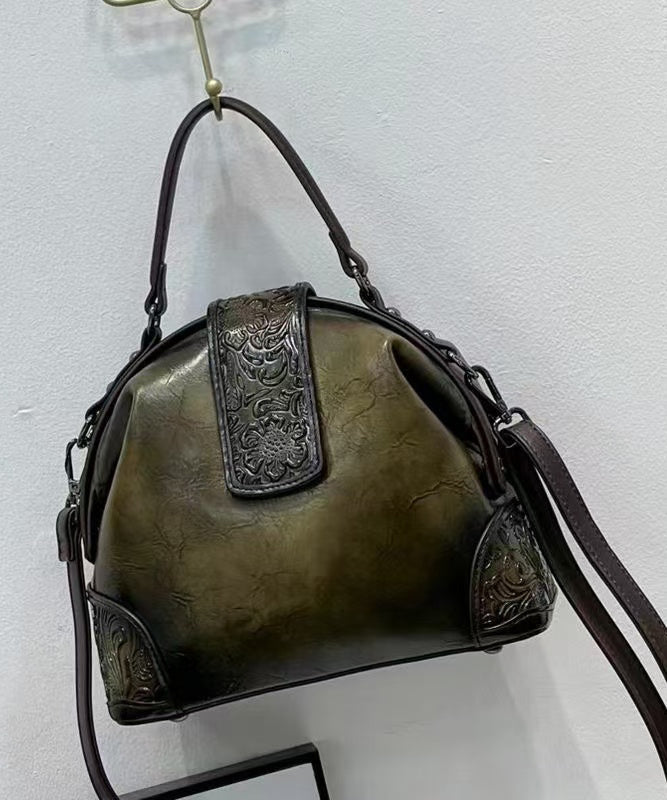 Handmade Purple Calf Leather Embossed Tote Bag - Omychic