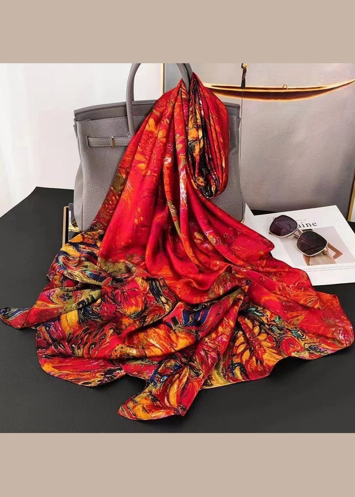 Italian Green Print Women Comfy Silk Scarf - Omychic