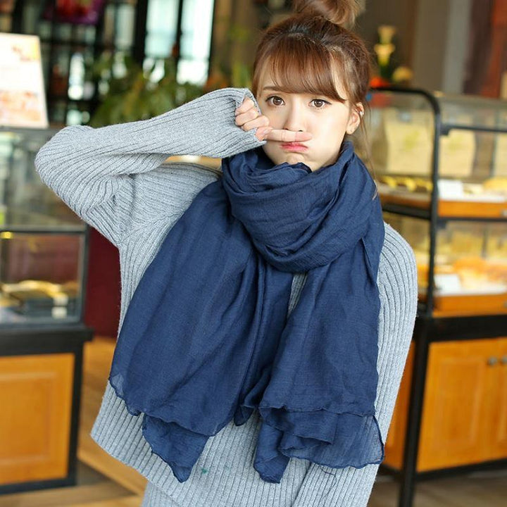 Large size navy scarf women&