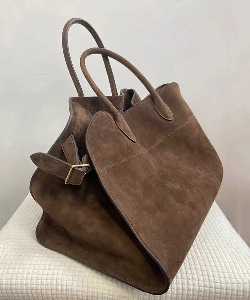 Luxury Suede Oversized Tote Bag Brown Large Capacity Handbag - Omychic