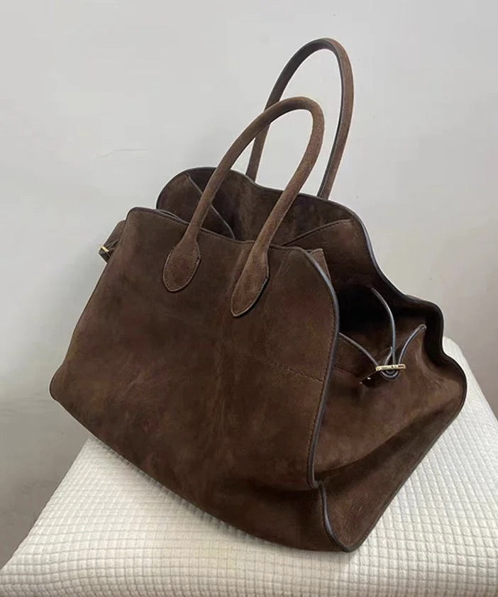 Luxury Suede Oversized Tote Bag Brown Large Capacity Handbag - Omychic