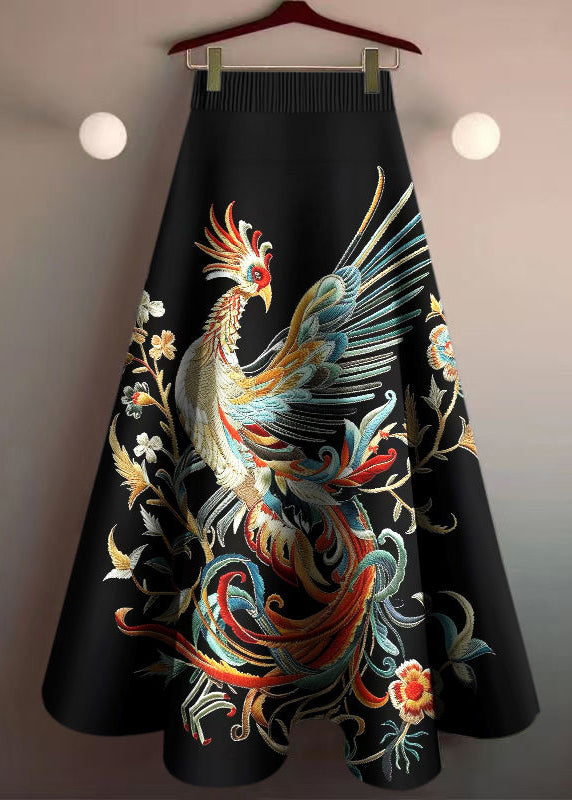 New Rainbow Phoenix Print High Waist Cotton Skirt
