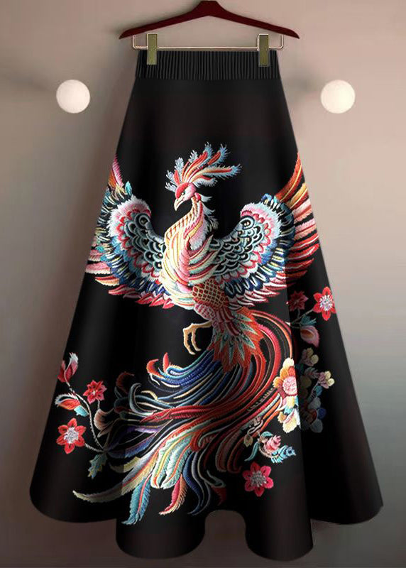 New Rainbow Phoenix Print High Waist Cotton Skirt