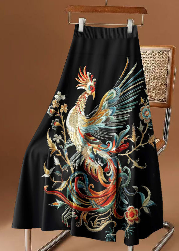 New Rainbow Phoenix Print High Waist Cotton Skirt