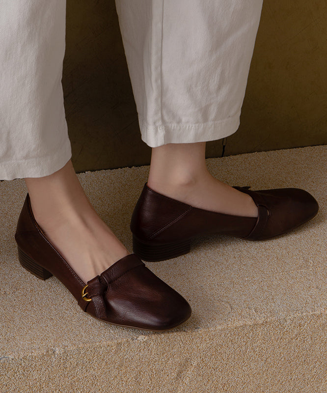 New Red Comfortable Splicing Flat Shoes Cowhide Leather - Omychic