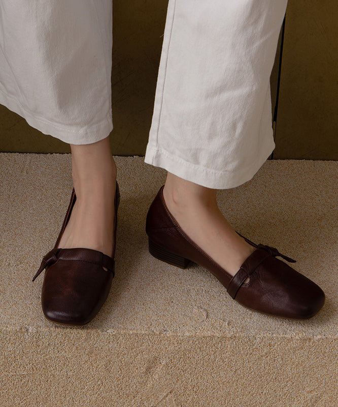 New Red Comfortable Splicing Flat Shoes Cowhide Leather - Omychic