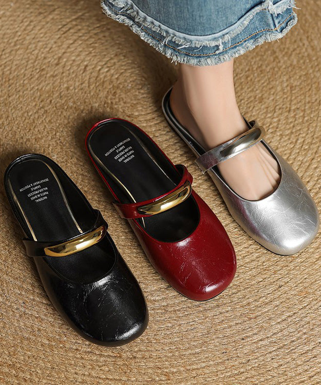 New Red Faux Leather Soft Splicing Slide Sandals - Omychic