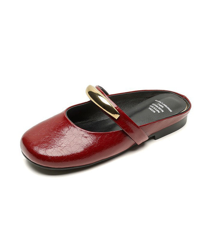 New Red Faux Leather Soft Splicing Slide Sandals - Omychic