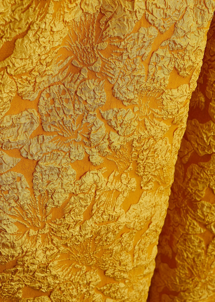 New Retro Golden Jacquard Silk Two Pieces Set Sleeveless - Omychic
