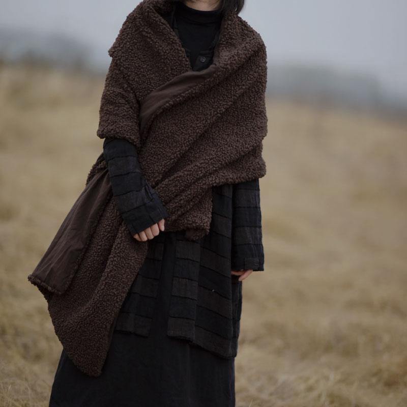 New ladies retro thick and long all-match Chocolate color scarf