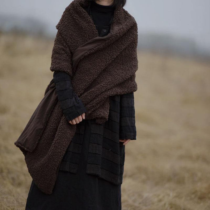 New ladies retro thick and long all-match Chocolate color scarf