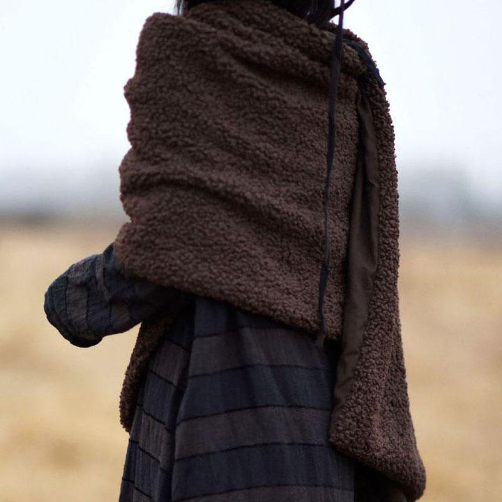 New ladies retro thick and long all-match Chocolate color scarf