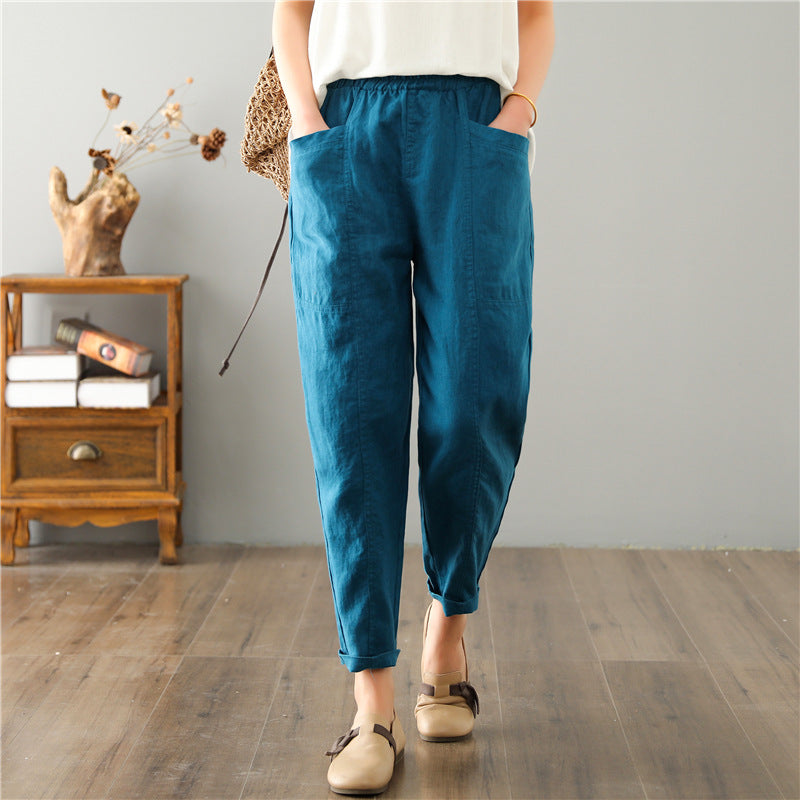 Women Chocolate Cotton Linen Summer Pants
