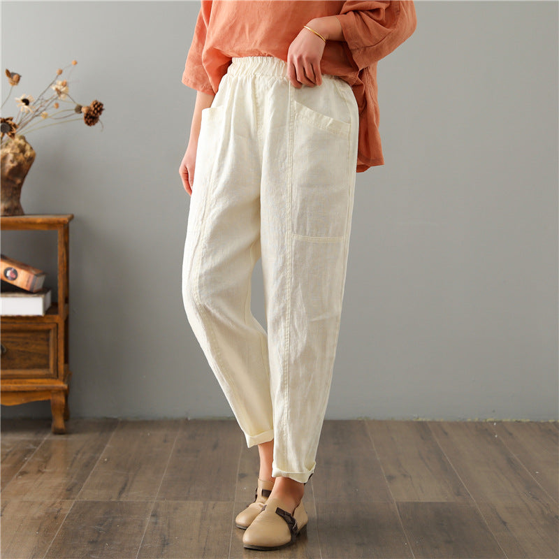 Women Chocolate Cotton Linen Summer Pants