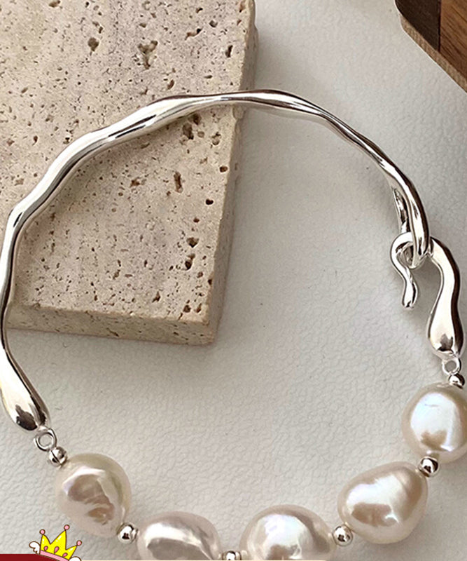Original Design White Sterling Silver Pearl Bracelet - Omychic