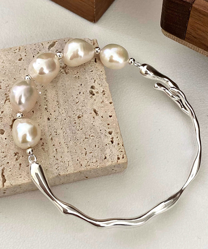 Original Design White Sterling Silver Pearl Bracelet - Omychic